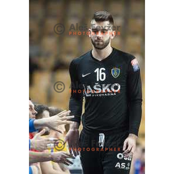 in action during Slovenia Cup 2019/20 handball match between RK Celje Pivovarna Lasko and Riko Ribnica in Arena Zlatorog, Celje, Slovenia on December 18, 2019
