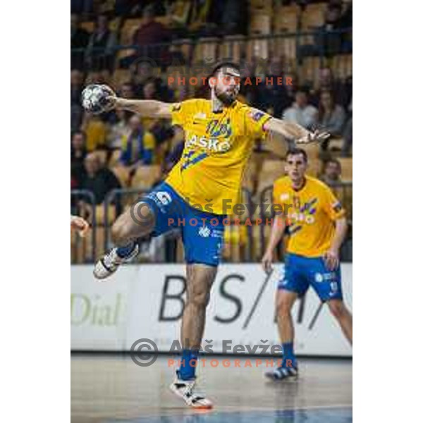 in action during Slovenia Cup 2019/20 handball match between RK Celje Pivovarna Lasko and Riko Ribnica in Arena Zlatorog, Celje, Slovenia on December 18, 2019