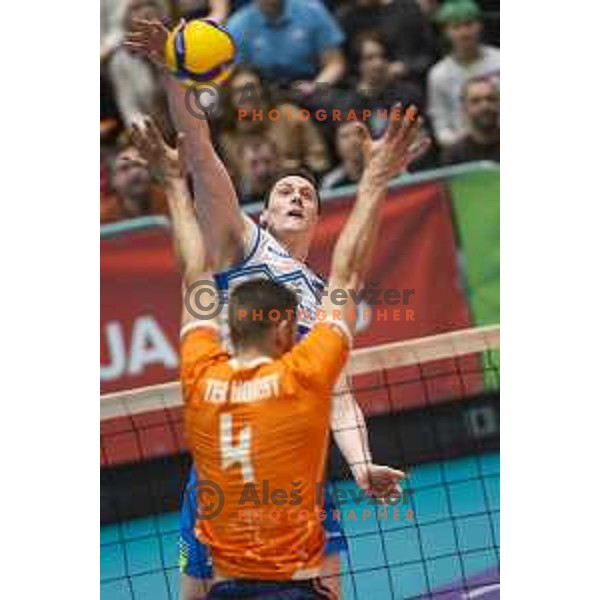 in action during friendly volleyball match between Slovenia and Netherlands in Dvorana Tabor, Maribor, Slovenia on January 2, 2019