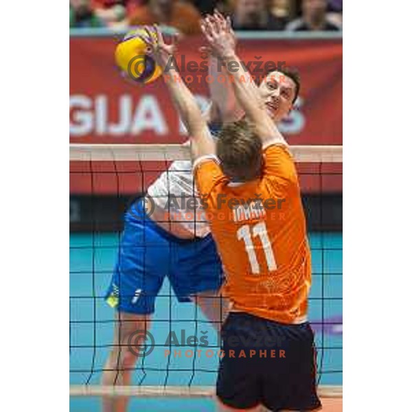 in action during friendly volleyball match between Slovenia and Netherlands in Dvorana Tabor, Maribor, Slovenia on January 2, 2019