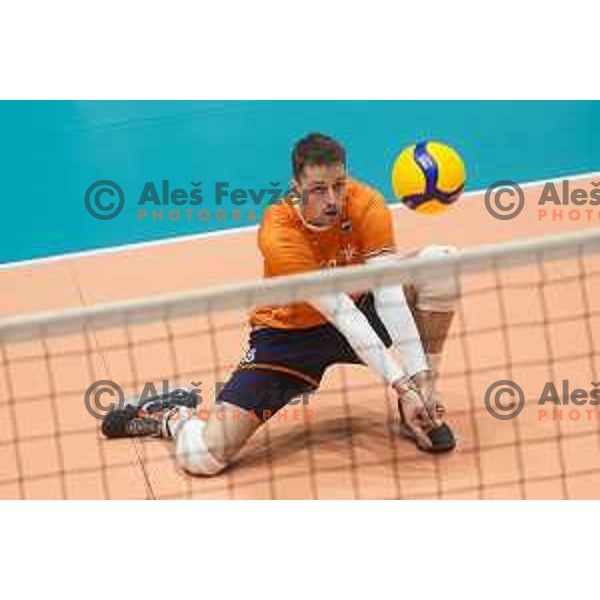 in action during friendly volleyball match between Slovenia and Netherlands in Dvorana Tabor, Maribor, Slovenia on January 2, 2019