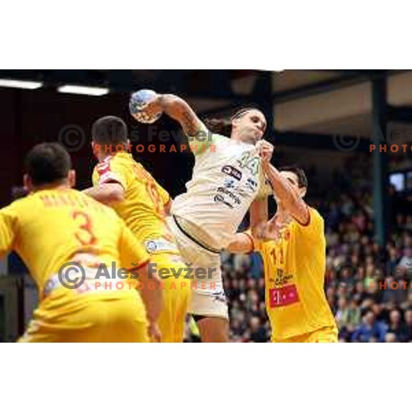 Dean Bombac of Slovenia during friendly handball match between Slovenia and Northern Macedonia in Slovenj Gradec on Janaury 3, 2020