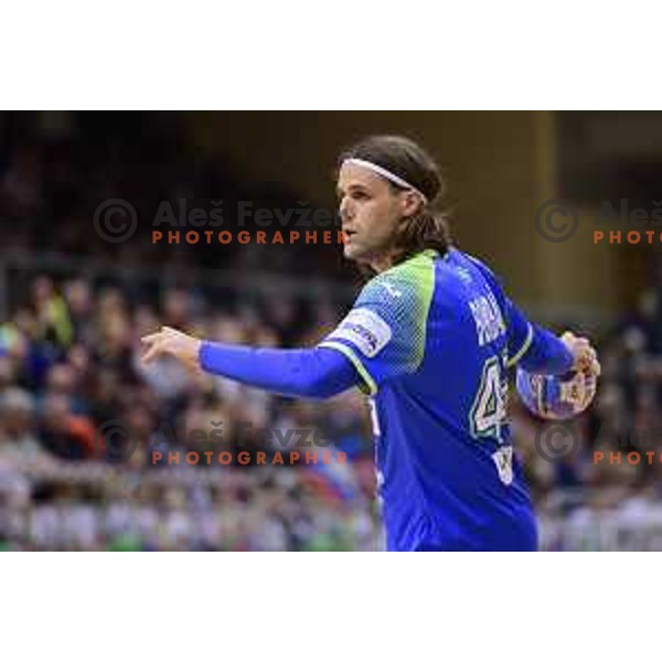 Dean Bombac of Slovenia during friendly handball match between Slovenia and Montenegro in Trbovlje on Janaury 4, 2019