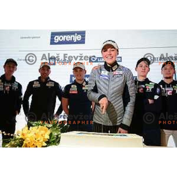 Anamarija Lampic of Slovenia Nordic team at press conference in Ljubljana on January 7, 2020
