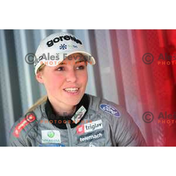 Anamarija Lampic of Slovenia Nordic team at press conference in Ljubljana on January 7, 2020