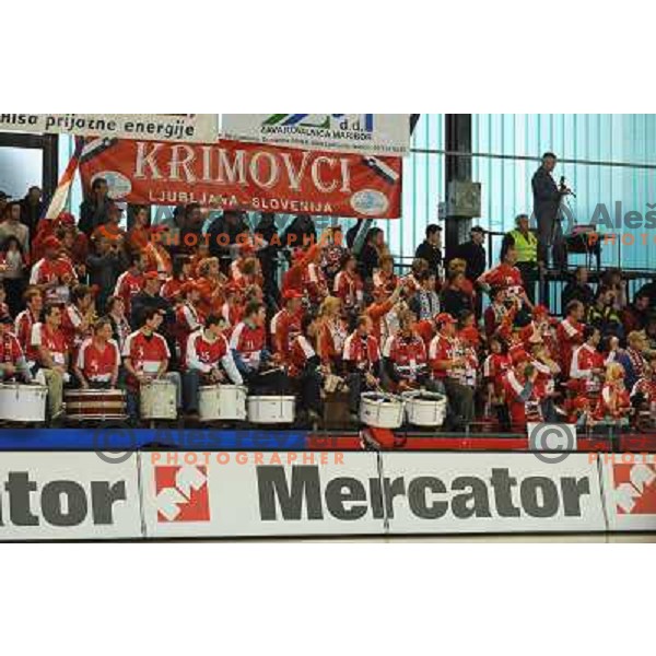 Krim Fans at EHF cup winners\' cup semifinal match Krim Mercator - Rulmentul-Urban Brasov, Ljubljana 