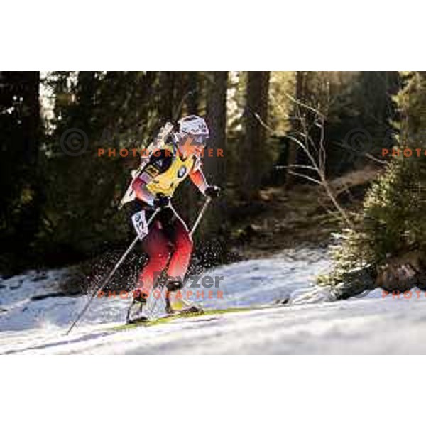 Tyrill Eckhoff races at Women Individual 15 km , IBU Biathlon World Cup at Pokljuka, Slovenia on January 24, 2020