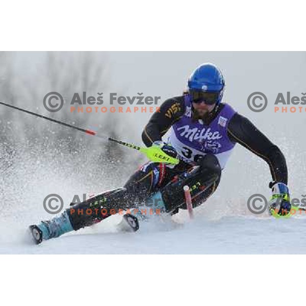 Filip Trejbal (CZE) in first run of Audi FIS Alpine Ski World Cup Slalom in Kranjska gora, Slovenia on 9th of March 2008. Photo by Ales Fevzer 