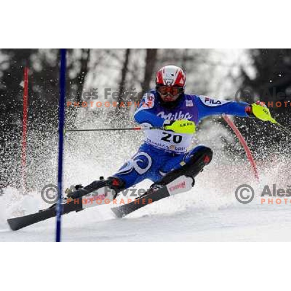 Patrick Thaler (ITA) in first run of Audi FIS Alpine Ski World Cup Slalom in Kranjska gora, Slovenia on 9th of March 2008. Photo by Ales Fevzer 