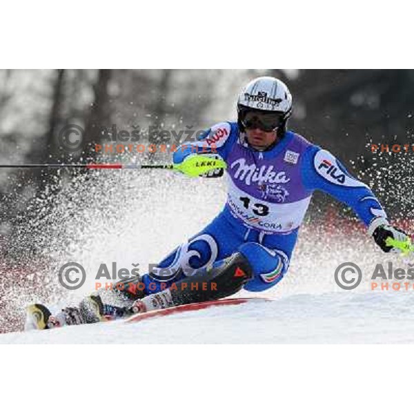 Giorgio Rocca (ITA) in first run of Audi FIS Alpine Ski World Cup Slalom in Kranjska gora, Slovenia on 9th of March 2008. Photo by Ales Fevzer 