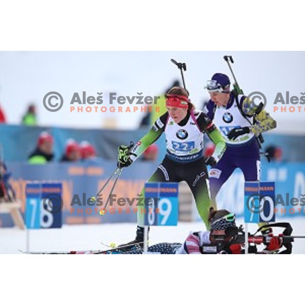 Lea Einflat (SLO) competes in Mixed 4x7.5 km Relay at IBU Biathlon World Cup, Pokljuka, Slovenia on January 25, 2020