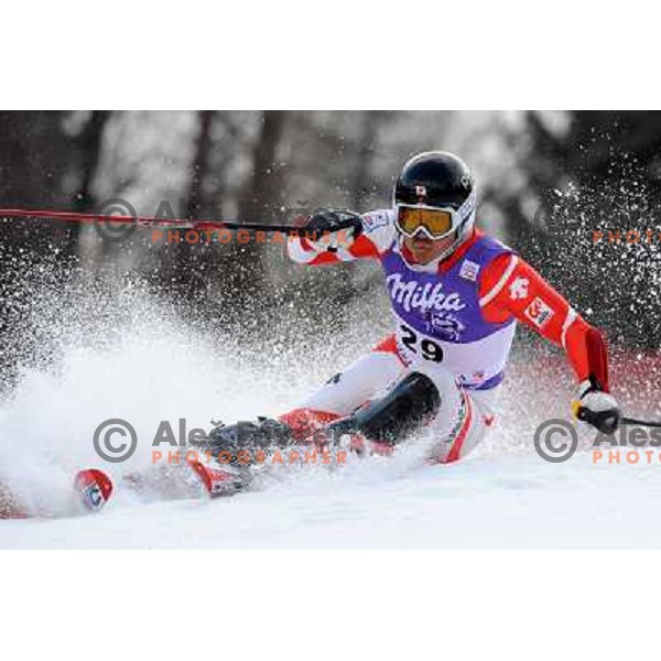 Kentaro Minagawa (JPN) in first run of Audi FIS Alpine Ski World Cup Slalom in Kranjska gora, Slovenia on 9th of March 2008. Photo by Ales Fevzer 