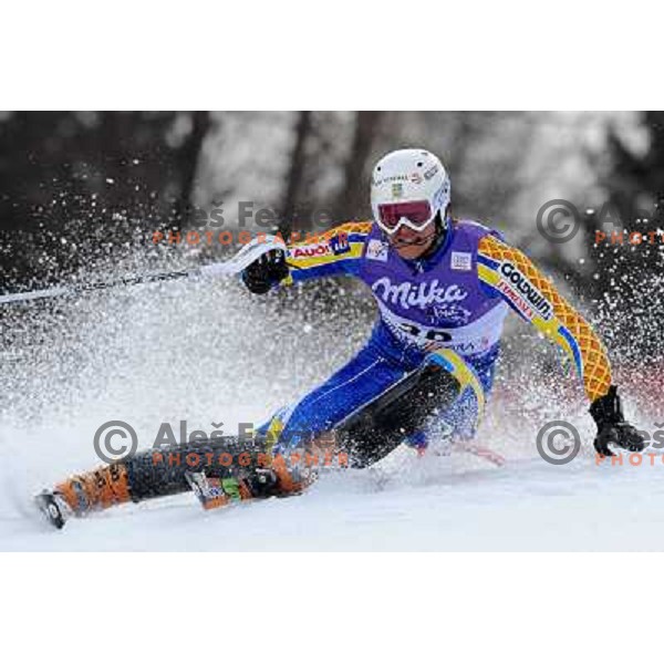 Anton Lahdenperae (SWE) in first run of Audi FIS Alpine Ski World Cup Slalom in Kranjska gora, Slovenia on 9th of March 2008. Photo by Ales Fevzer 