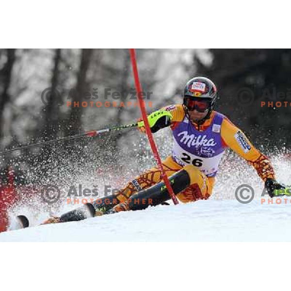 Michael Janyk (CAN) in first run of Audi FIS Alpine Ski World Cup Slalom in Kranjska gora, Slovenia on 9th of March 2008. Photo by Ales Fevzer 