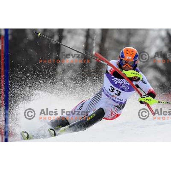 Wolfgang Hoerl (AUT) in first run of Audi FIS Alpine Ski World Cup Slalom in Kranjska gora, Slovenia on 9th of March 2008. Photo by Ales Fevzer 