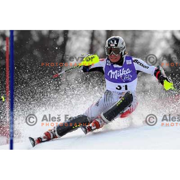 Marcel Hirscher (AUT) in first run of Audi FIS Alpine Ski World Cup Slalom in Kranjska gora, Slovenia on 9th of March 2008. Photo by Ales Fevzer 