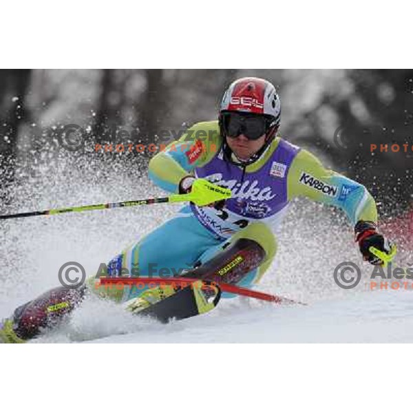 Mitja Dragsic (SLO) in first run of Audi FIS Alpine Ski World Cup Slalom in Kranjska gora, Slovenia on 9th of March 2008. Photo by Ales Fevzer 