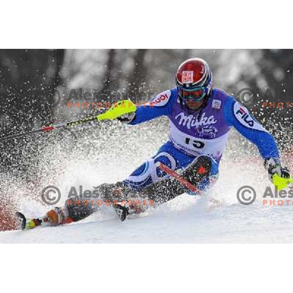 Cristian Deville (ITA) in first run of Audi FIS Alpine Ski World Cup Slalom in Kranjska gora, Slovenia on 9th of March 2008. Photo by Ales Fevzer 