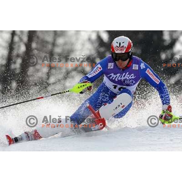 Daniel Albrecht (SUI) in first run of Audi FIS Alpine Ski World Cup Slalom in Kranjska gora, Slovenia on 9th of March 2008. Photo by Ales Fevzer 