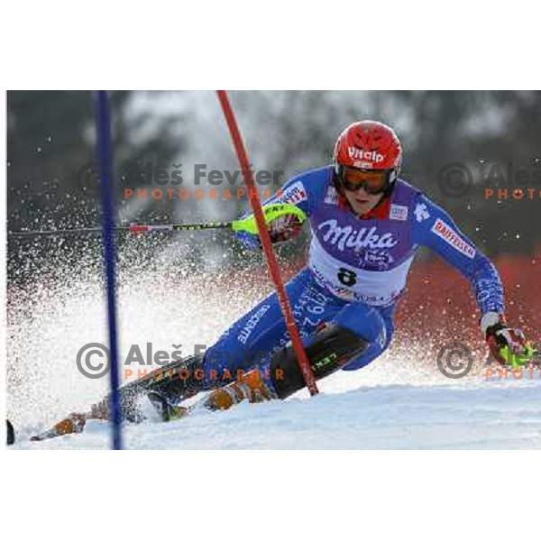 Marc Gini (SUI) in first run of Audi FIS Alpine Ski World Cup Slalom in Kranjska gora, Slovenia on 9th of March 2008. Photo by Ales Fevzer 