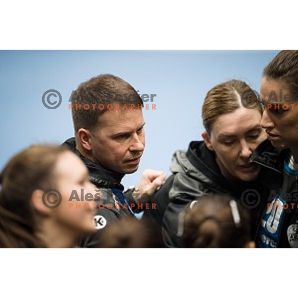 Uros Bregar during EHF Women\'s Champions League handball match between Krim Mercator and Brest Bretagne Handball in Kodeljevo Hall, Ljubljana, Slovenia on February 02, 2020