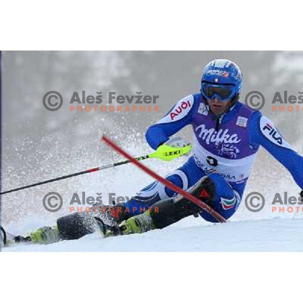 Manfred Moelgg (ITA) in first run of Audi FIS Alpine Ski World Cup Slalom in Kranjska gora, Slovenia on 9th of March 2008. Photo by Ales Fevzer 
