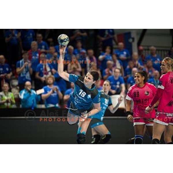 Natasa Ljepoja during EHF Women\'s Champions League handball match between Krim Mercator and Brest Bretagne Handball in Kodeljevo Hall, Ljubljana, Slovenia on February 02, 2020