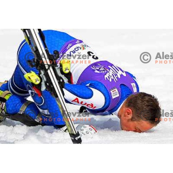 Manfred Moelgg (ITA), winner of Audi FIS Alpine Ski World Cup Slalom in Kranjska gora, Slovenia on March 9, 2008