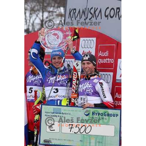 Manfred Moelgg (ITA), winner of Audi FIS Alpine Ski World Cup Slalom in Kranjska gora, Slovenia on March 9, 2008