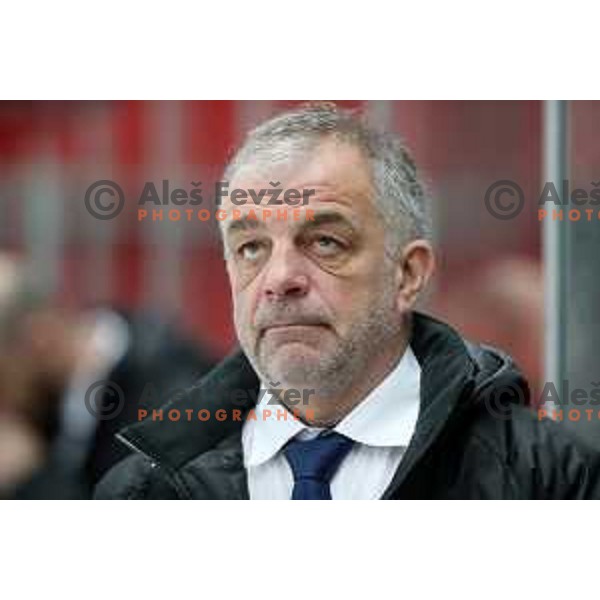 in action during ice-hockey match between Slovenia and Lithuania at Olympic Ice-Hockey Pre-Qualification tournament in Jesenice, Slovenia on February 6, 2020