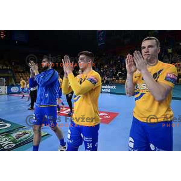 Domen Makuc and Domen Novak during Velux EHF Champions League handball match between Celje Pivovarna Lasko and Paris Saint-Germain in Zlatorog Hall, Celje, Slovenia on February 9, 2020