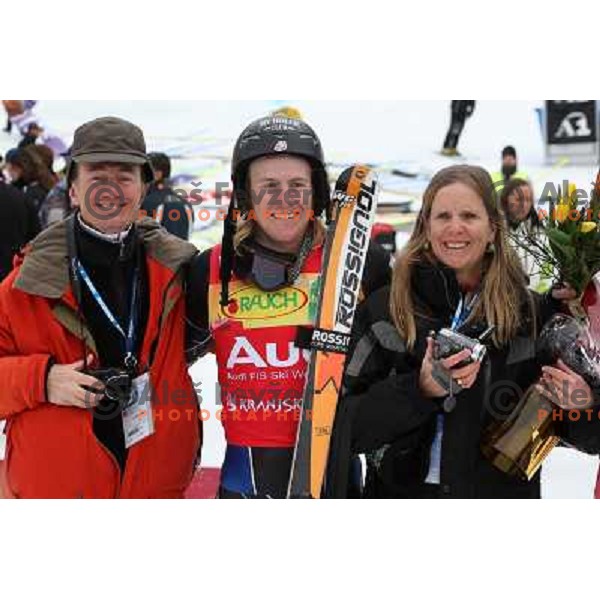 Ted Ligety with his parents after prize giving ceremony of Audi FIS Alpine Ski World Cup Giant Slalom in Kranjska gora, Slovenia on 8th of March 2008. Photo by Ales Fevzer 