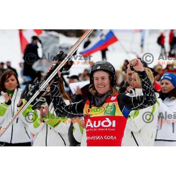 Ted Ligety (USA) at prize giving ceremony of Audi FIS Alpine Ski World Cup Giant Slalom in Kranjska gora, Slovenia on 8th of March 2008. Photo by Ales Fevzer 