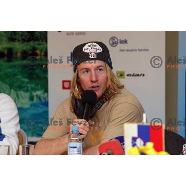 Winner Ted Ligety (USA) at press conference after Audi FIS Alpine Ski World Cup Giant Slalom,Kranjska gora, Slovenia on 8th of March 2008. Photo by Ales Fevzer 