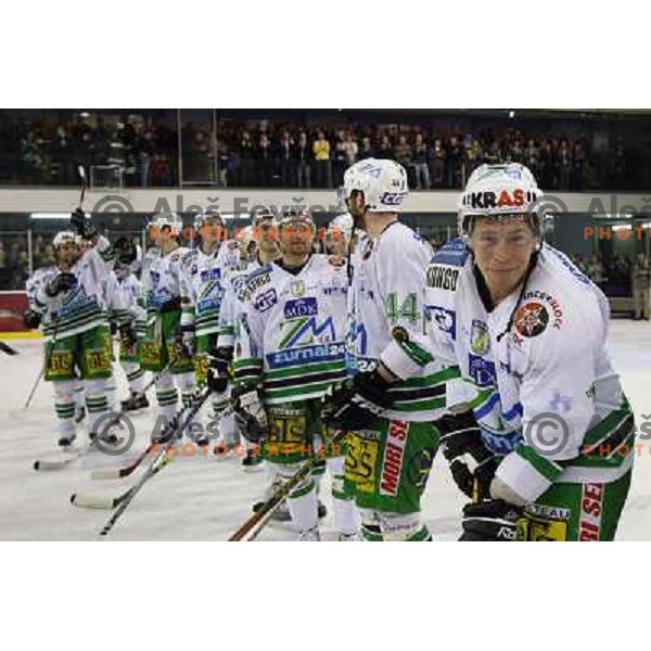 Egon Muric after sixth ice-hockey game of semi-final of EBEL league between ZM Olimpija- Black Wings Linz in Hala Tivoli, Ljubljana 9.3.2008. ZM Olimpija won the game 2:0 and series 4:2 and advanced to final. Photo by Ales Fevzer 
