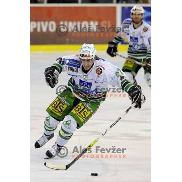 Jaka Avgustincic at sixth ice-hockey game of semi-final of EBEL league between ZM Olimpija- Black Wings Linz in Hala Tivoli, Ljubljana 9.3.2008. ZM Olimpija won the game 2:0 and series 4:2 and advanced to final. Photo by Ales Fevzer 