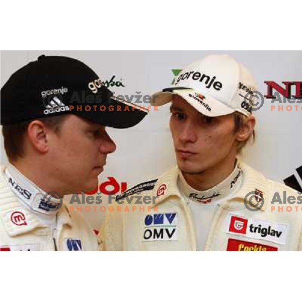 Ari Pekka Nikkola and Robi Kranjec, members of Slovenia Nordic Ski team at press conference before World Cup Ski jumping finals in Planica ,Joze Pucnik Airport in Ljubljana 11.3.2008. Photo by Ales Fevzer 