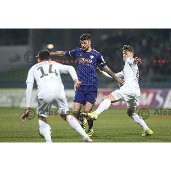 Rok Kronaveter in action during Prva liga Telekom Slovenije football match between Maribor and Olimpija in Ljudski vrt, Maribor, Slovenia on February 22, 2020