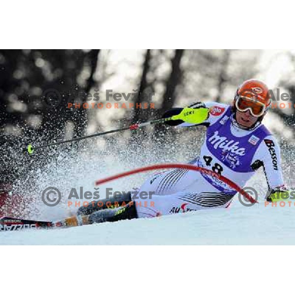 Andreas Omminger (AUT) in first run of Audi FIS Alpine Ski World Cup Slalom in Kranjska gora, Slovenia on 9th of March 2008. Photo by Ales Fevzer 