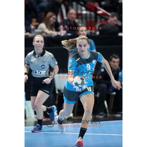Nina Zabjek in action during EHF Women\'s Champions League handball match between Krim Mercator and Valcea in Kodeljevo Hall, Ljubljana, Slovenia on February 22, 2020