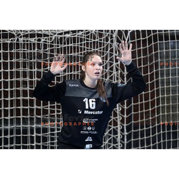 Maja Vojnovic in action during EHF Women\'s Champions League handball match between Krim Mercator and Valcea in Kodeljevo Hall, Ljubljana, Slovenia on February 22, 2020
