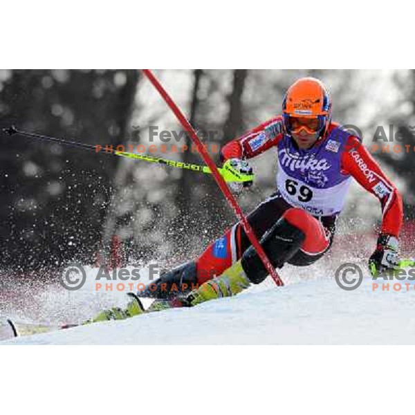 Matija Zavirsek (SLO) in first run of Audi FIS Alpine Ski World Cup Slalom in Kranjska gora, Slovenia on 9th of March 2008. Photo by Ales Fevzer 