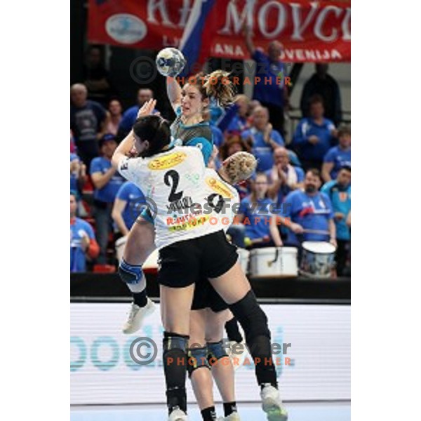 Nina Zulic in action during EHF Women\'s Champions League handball match between Krim Mercator and Valcea in Kodeljevo Hall, Ljubljana, Slovenia on February 22, 2020