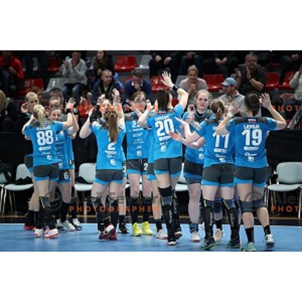 Valentina Klemencic in action during EHF Women\'s Champions League handball match between Krim Mercator and Valcea in Kodeljevo Hall, Ljubljana, Slovenia on February 22, 2020