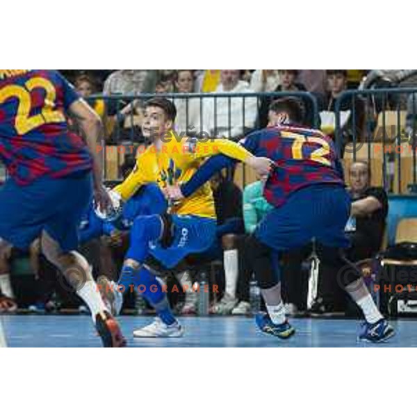 Domen Makuc in action during Velux EHF Champions League handball match between Celje Pivovarna Lasko and Barcelona in Zlatorog Arena, Celje, Slovenia on February 23, 2020