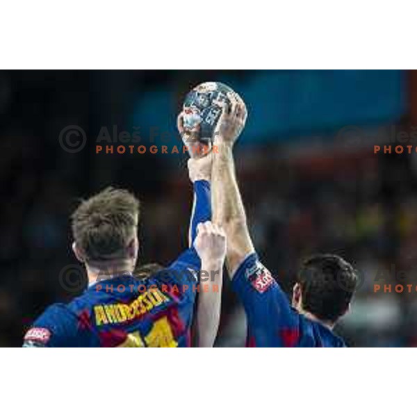 in action during Velux EHF Champions League handball match between Celje Pivovarna Lasko and Barcelona in Zlatorog Arena, Celje, Slovenia on February 23, 2020