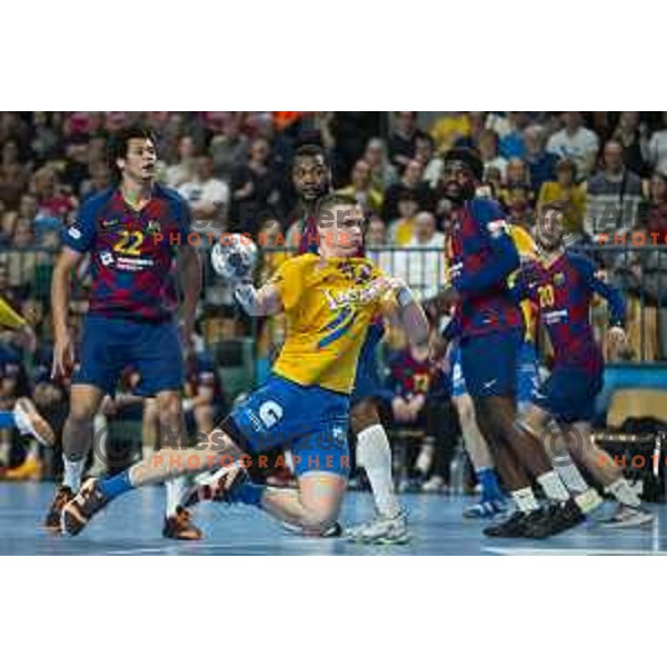 Vid Poteko in action during Velux EHF Champions League handball match between Celje Pivovarna Lasko and Barcelona in Zlatorog Arena, Celje, Slovenia on February 23, 2020