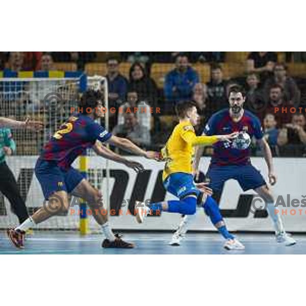 Domen Makuc in action during Velux EHF Champions League handball match between Celje Pivovarna Lasko and Barcelona in Zlatorog Arena, Celje, Slovenia on February 23, 2020