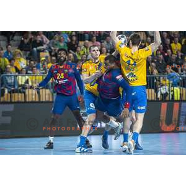 in action during Velux EHF Champions League handball match between Celje Pivovarna Lasko and Barcelona in Zlatorog Arena, Celje, Slovenia on February 23, 2020