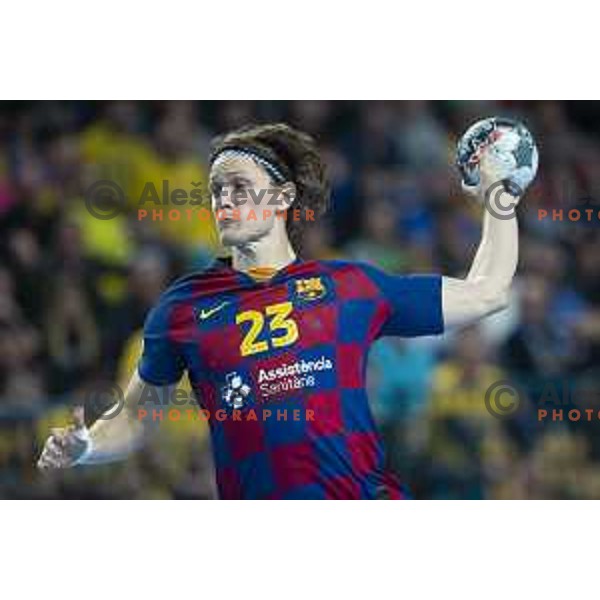 Jure Dolenec in action during Velux EHF Champions League handball match between Celje Pivovarna Lasko and Barcelona in Zlatorog Arena, Celje, Slovenia on February 23, 2020